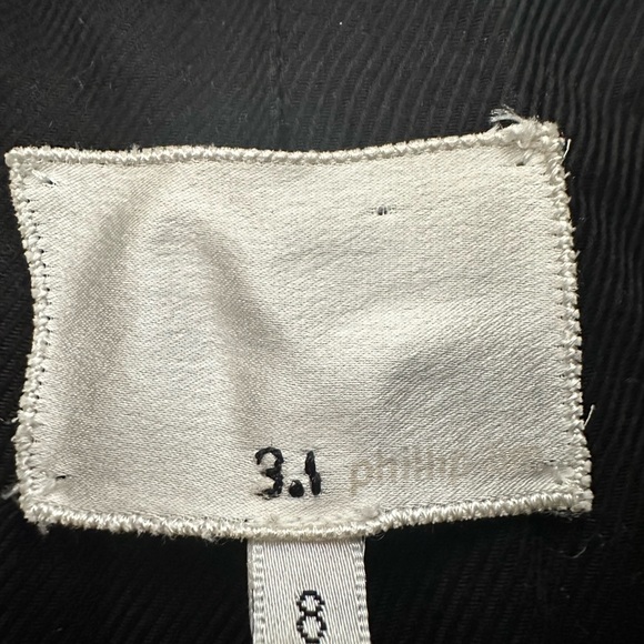 3.1 Phillip Lim black leather jacket silk and cotton lining with sweater collar - Picture 12 of 13